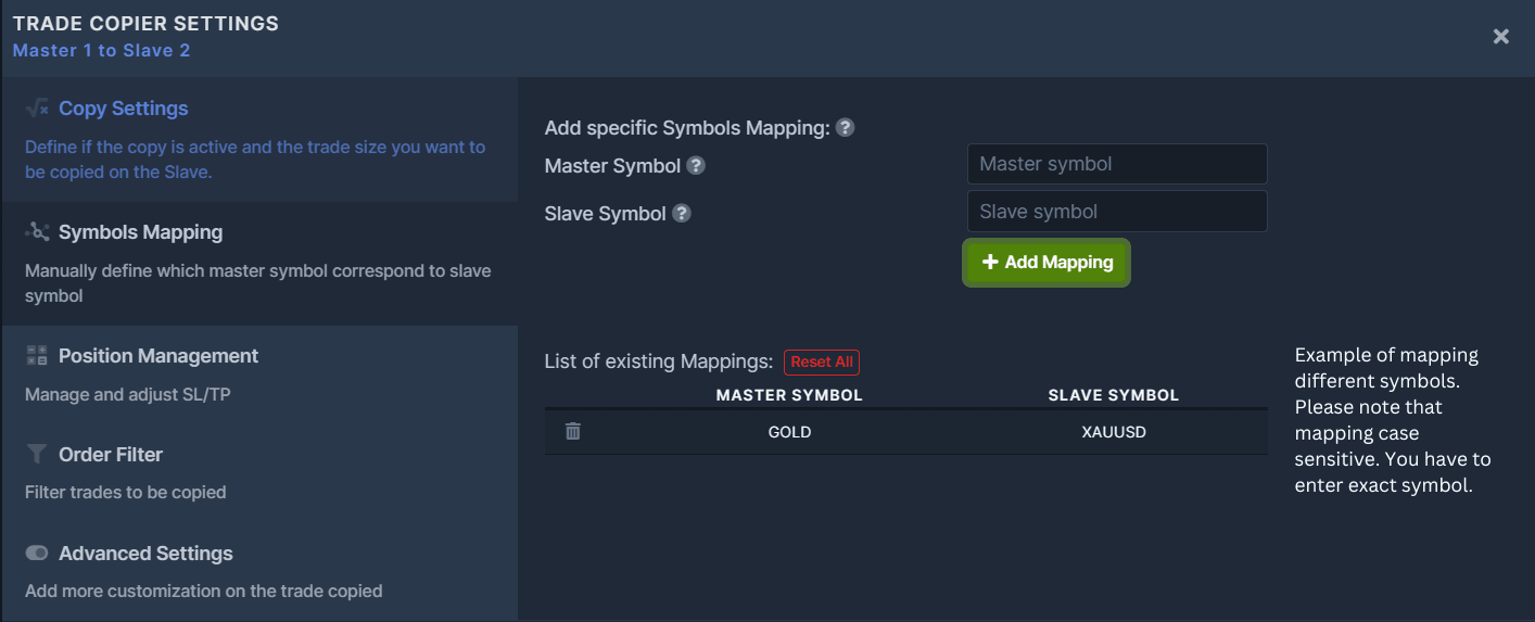 symbol-mapping Mapping symbol